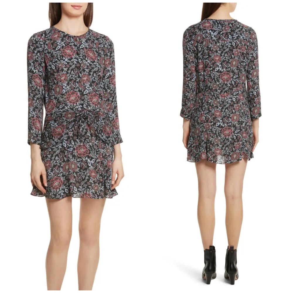 NWT Veronica Beard Printed Silk Tie Front Dress - Picture 6 of 15